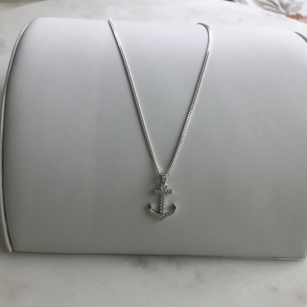 Sterling Silver Cz Anchor Necklace - Picture 4 of 15